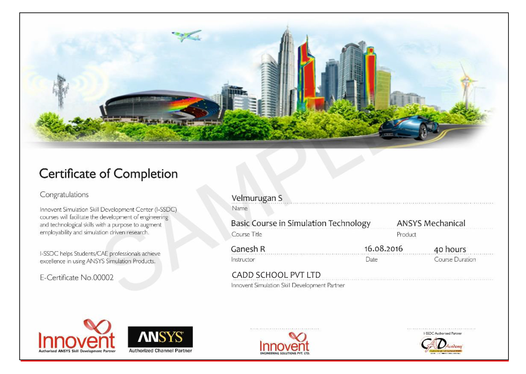 CADD SCHOOL International Ansys Certificate